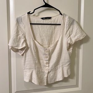 Zara white peplum crop top